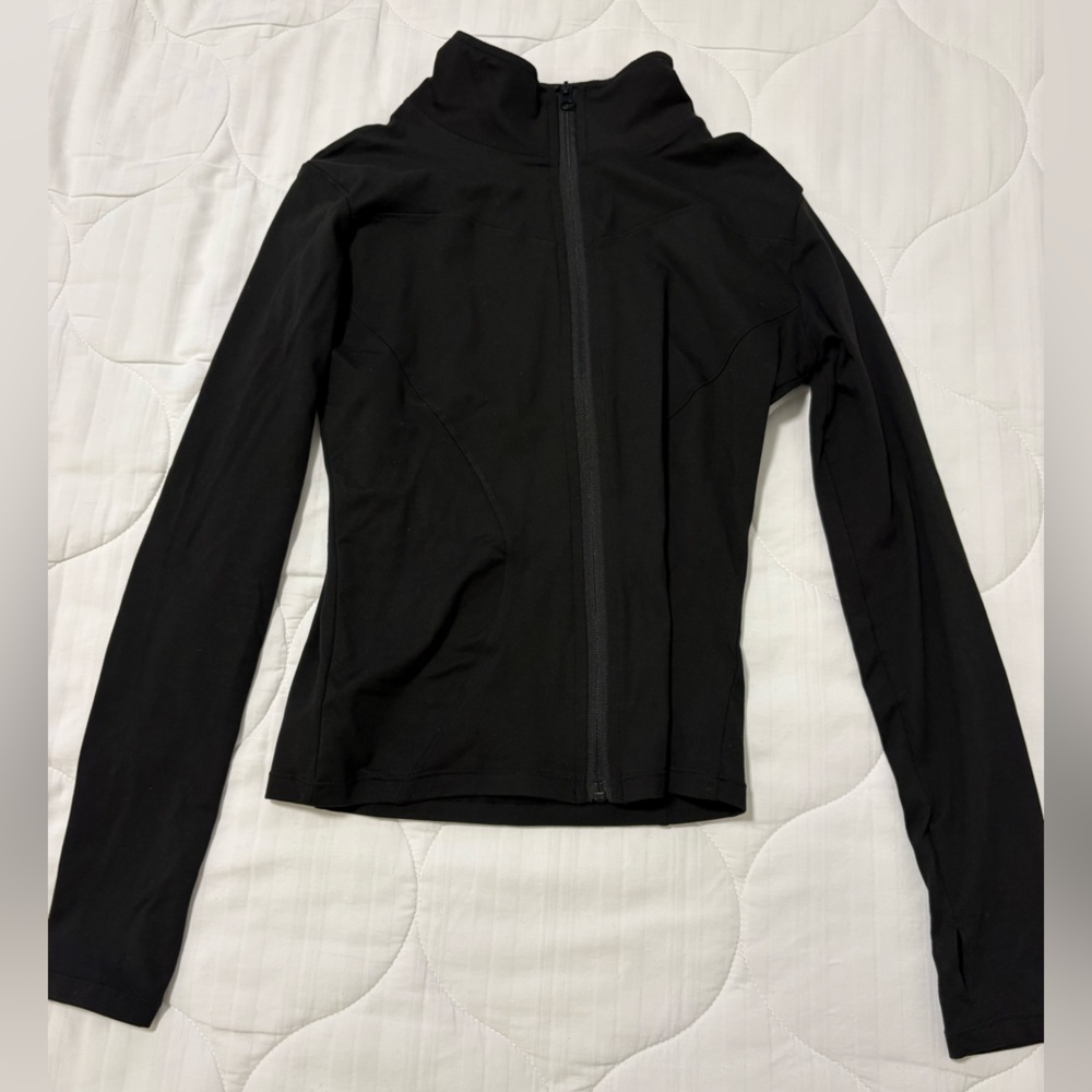 Black Women's zip up sweater - Lightweight Full Zip althetic
